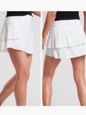 Athleta Wherever Ruffled Layered Athletic Skort in bright white